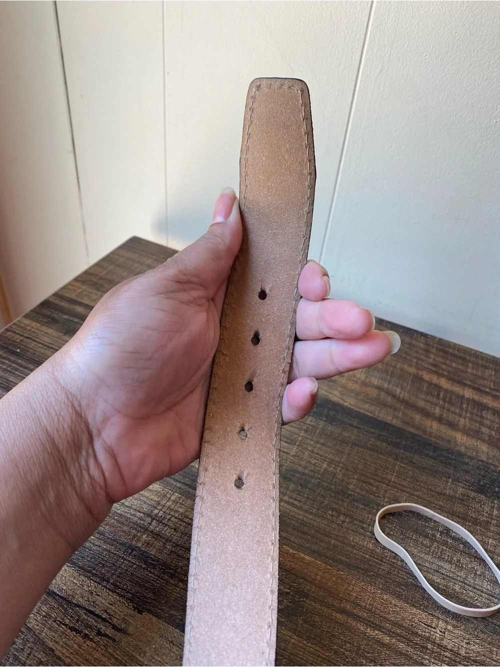 Black/White Leather Belt, 28”